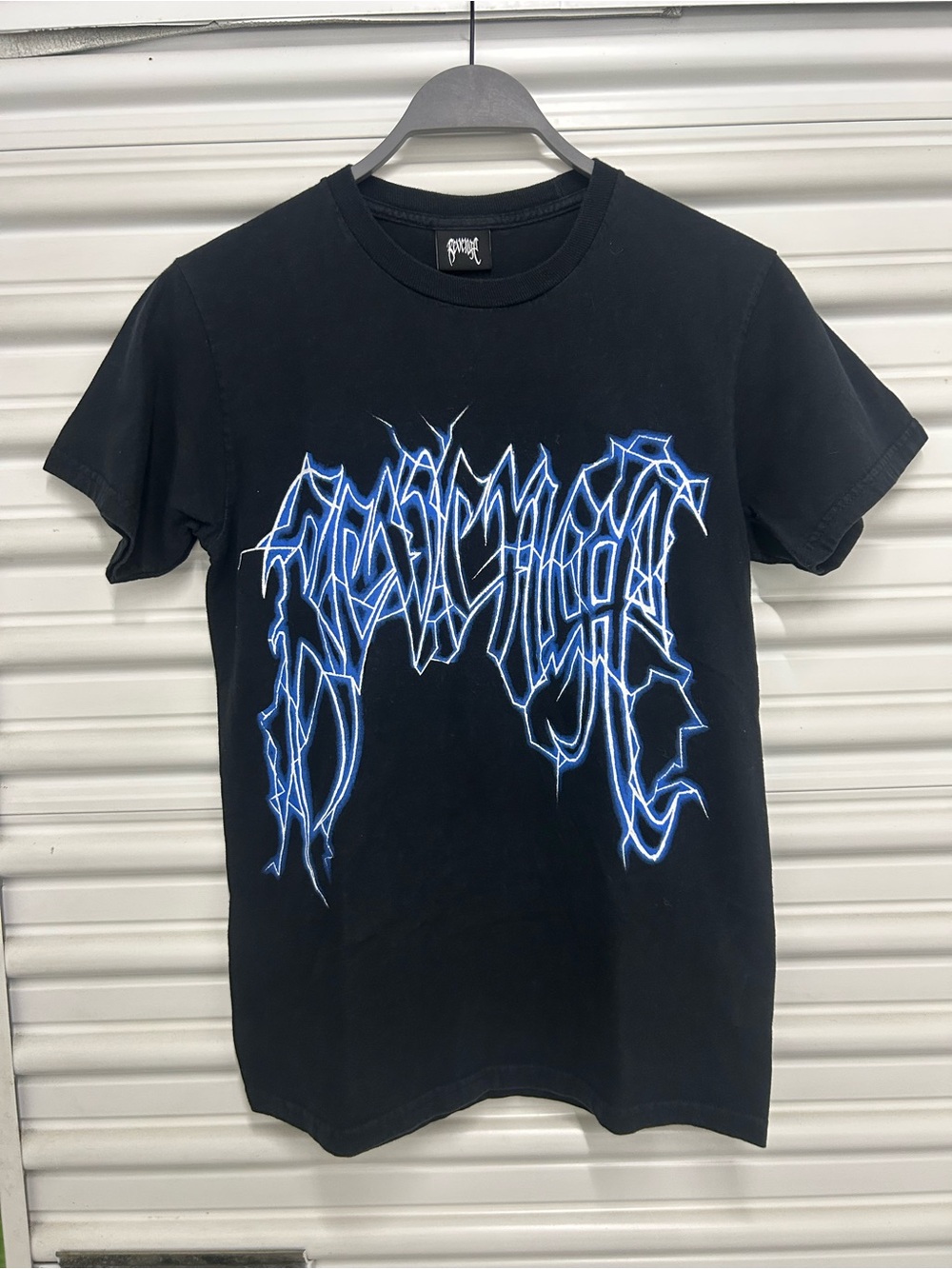 Revenge Clothing Black Tee with Electric Blue Graphic